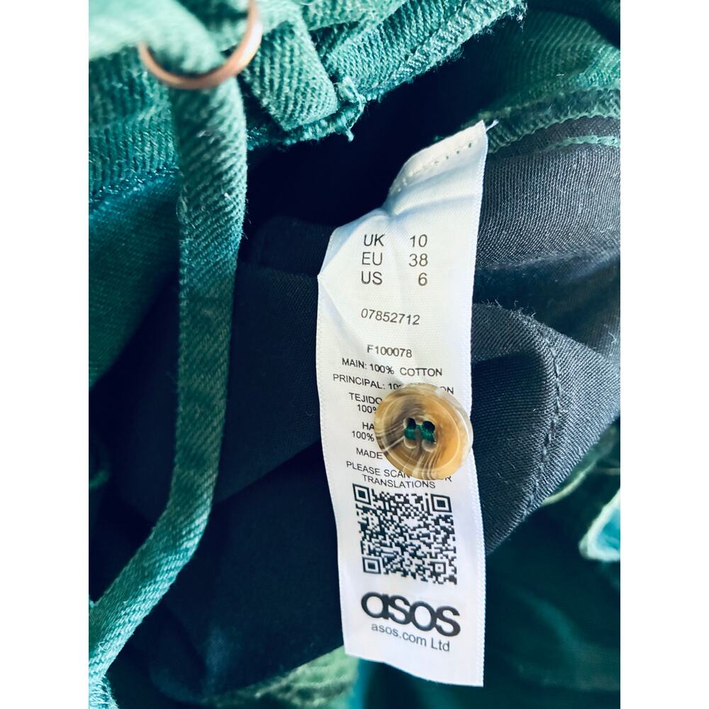 ASOS Denim Overalls Green Women's 10 Button Up Effortless Chic Classic - Picture 5 of 7